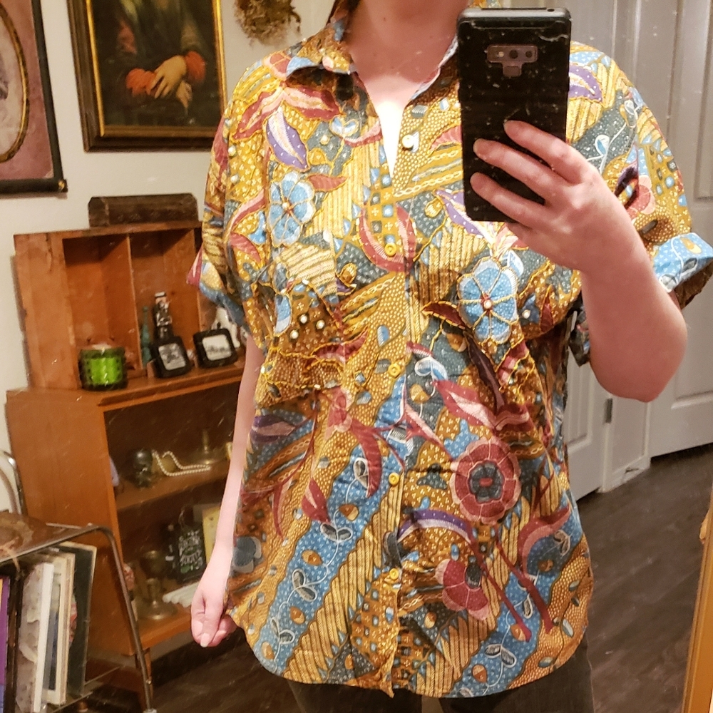 Vintage Beaded Button-Up